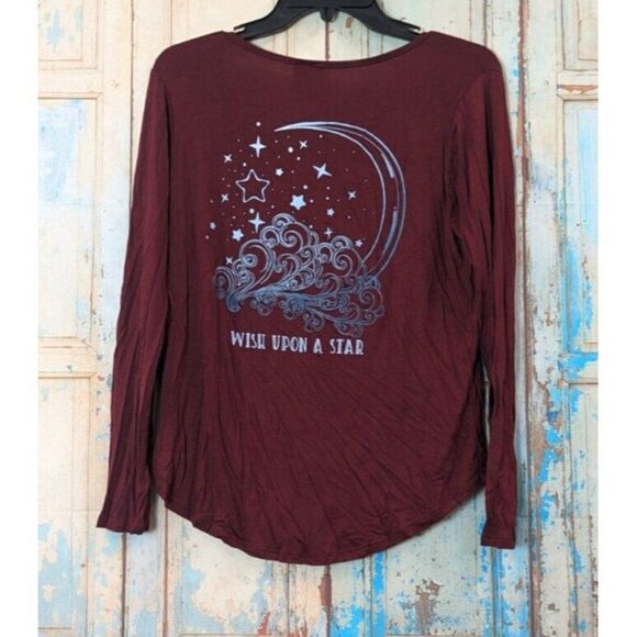 Stunner California Womens Size Medium Maroon Long Sleeve Scoop Neck T-Shirt - Picture 6 of 9